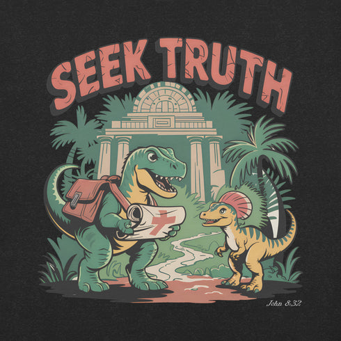Seek Truth Dinosaur Christian Bible Verse T-Shirt
